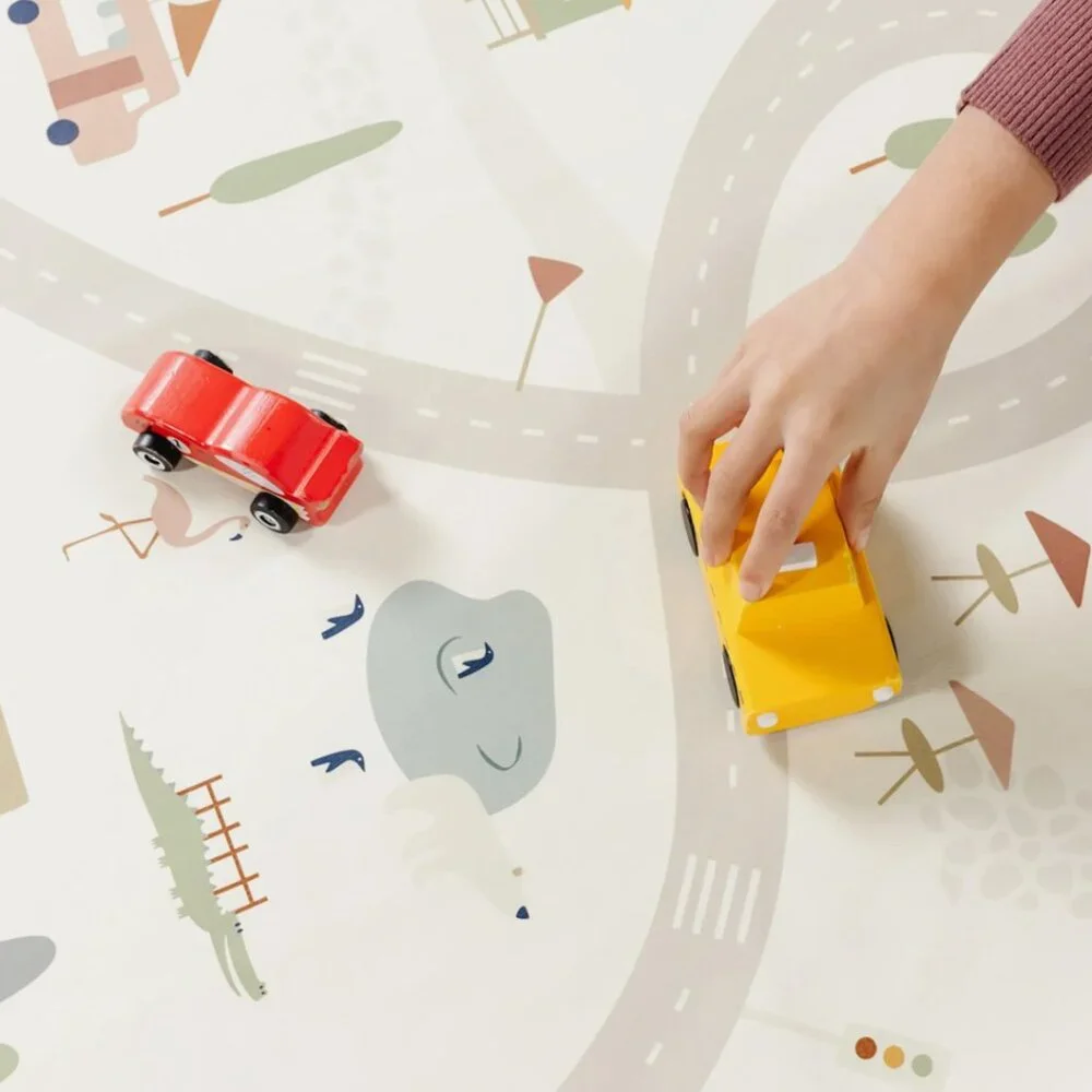 Kids Play Mat with City Map Design - White & Pastel